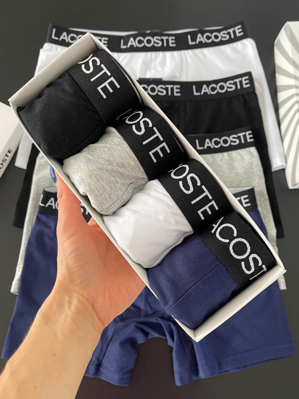 Комплект чоловічих боксерів Lacoste black, 4шт в коробці