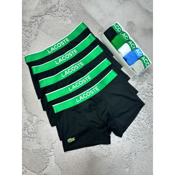 Комплект чорних чоловічих боксерів Lacoste, 5шт в коробці